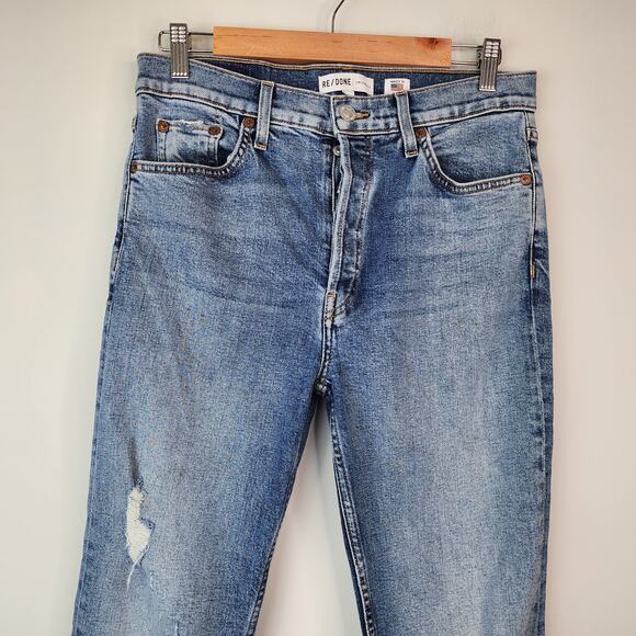 Re/Done High Rise Ankle Crop Jeans Size 29 Mid Rise Denim - Picture 2 of 9